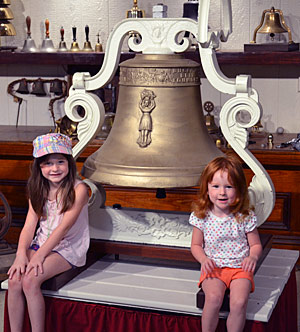 Brosamer grand-kids with big bell